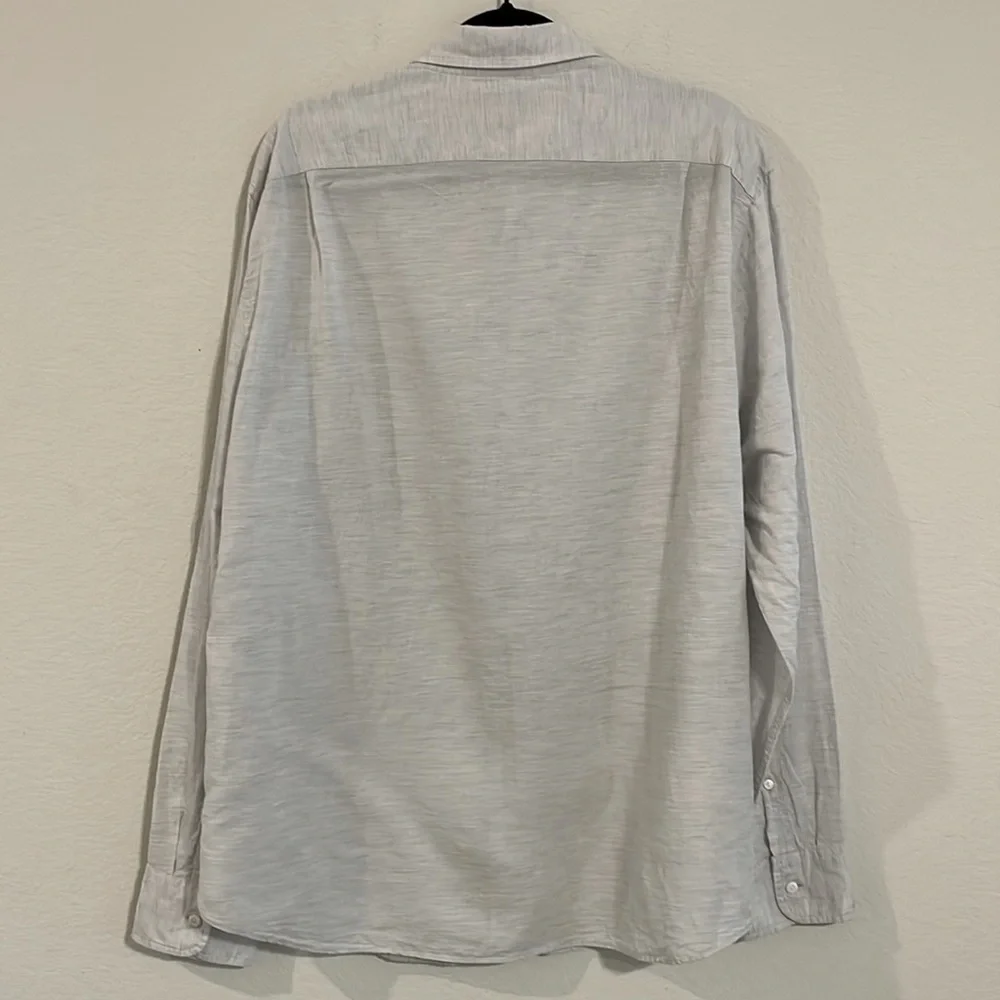 J. Crew Baird McNutt Men’s Button Front Shirt XL Grey Linen Cotton Blend Preppy